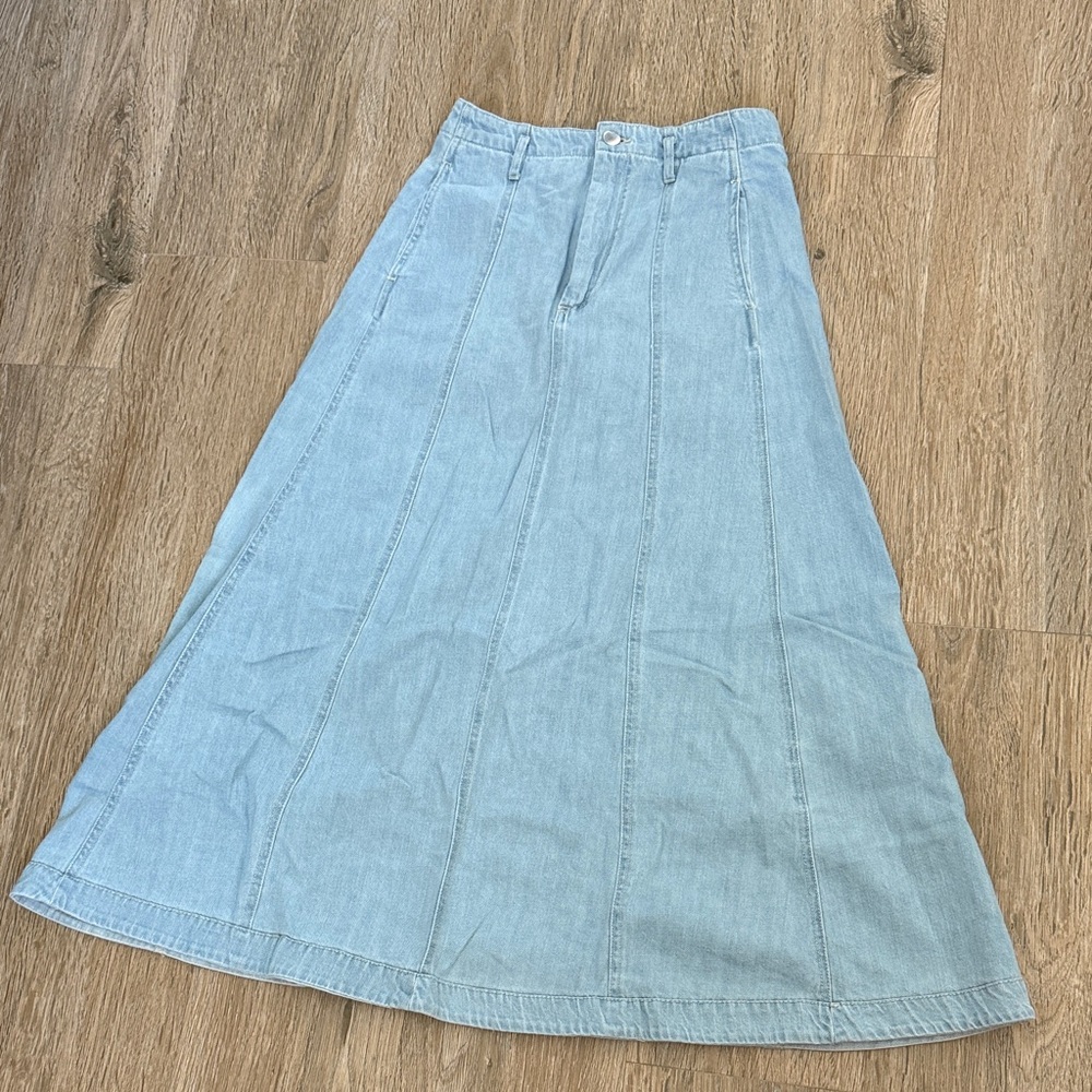 ZARA / Denim Midi/Maxi Paneled Circle Skirt - M